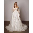 A-Line Wedding Dresses Chapel Train Customized Tulle Lace Skirt Bridal Gowns