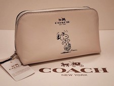 Coach X Peanuts Snoopy Cosmetic Case , White Calf Leather Limited Edition-F65208