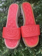 Tory Burch Fleming Quilted Leather Espadrille Mule Size 7.5