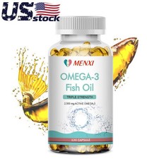 Omega 3 Fish Oil 120 Capsules 3600mg DHA  EPA - 3x Strength,Highest Potency