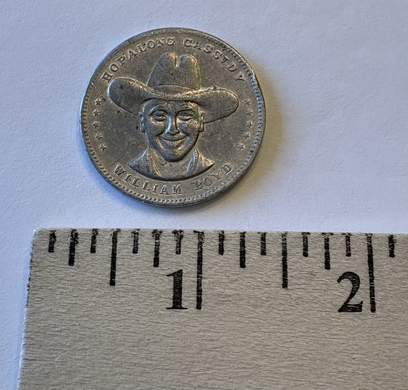 Vintage Hopalong Cassidy William Boyd - Good Luck From Hoppy Horseshoe Coin