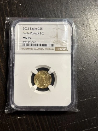 BU 2021 T-2 Type 2 GOLD American Eagle.  $5 -  1/10 oz. NGC MS70.