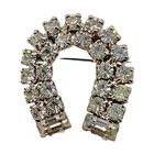 Weiss Rhinestone Horseshoe Lucky Brooch Vintage Costume Jewelry