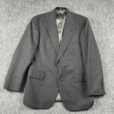 Polo University Club Blazer Men 40R Gray Pinstripe Virgin Wool Two Button Sport