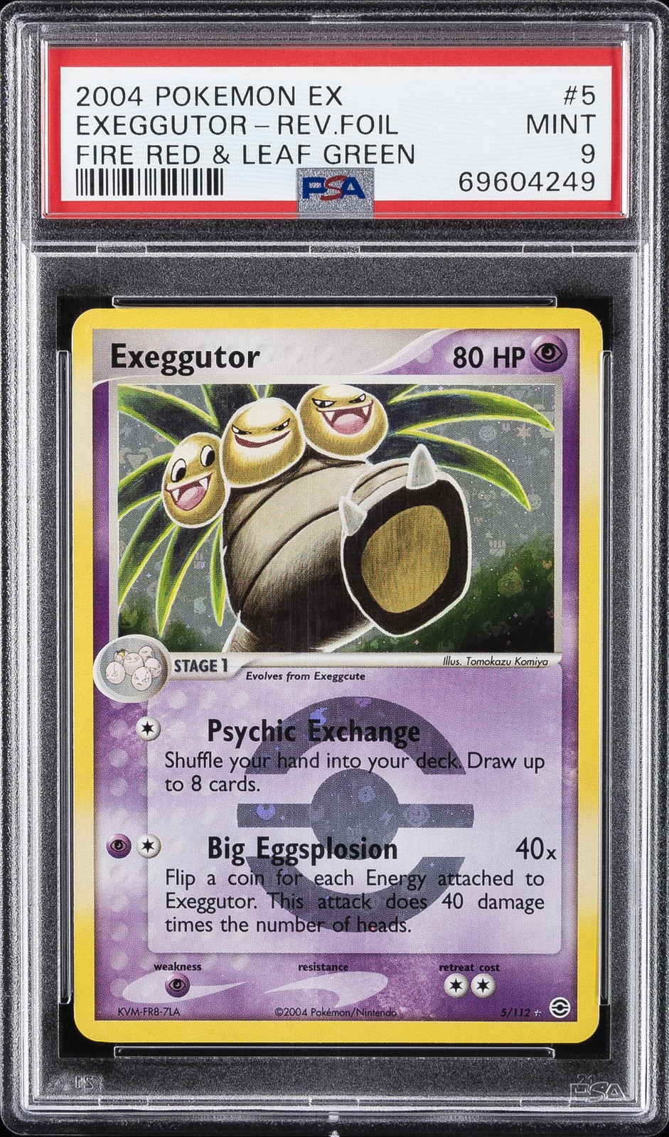 2004 POKEMON EX FIRE RED & LEAF GREEN #5 EXEGGUTOR-REVERSE FOIL PSA 9