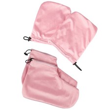 2 Pairs Wax Bath Foot Hand Covers Gloves Set Cotton Plush for Paraffin Therapy