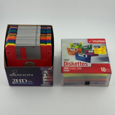 New 27 Count Imation 2HD IBM 3.5'' High Density Diskettes  1998 USA Rainbow Flop