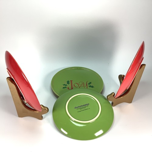 4 New Florida Marketplace Christmas Dessert Plates 6.5" Gold Joy Love Peace Noel - Picture 8 of 21