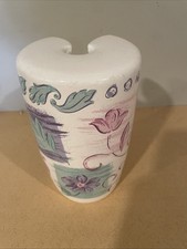 Toilet Brush Holder Ceramic Floral 80s Bathroom Decor Vintage