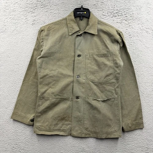 Vintage WW2 USMC HBT P41 HERRINGBONE TWILL MILITARY SHIRT Size Large L