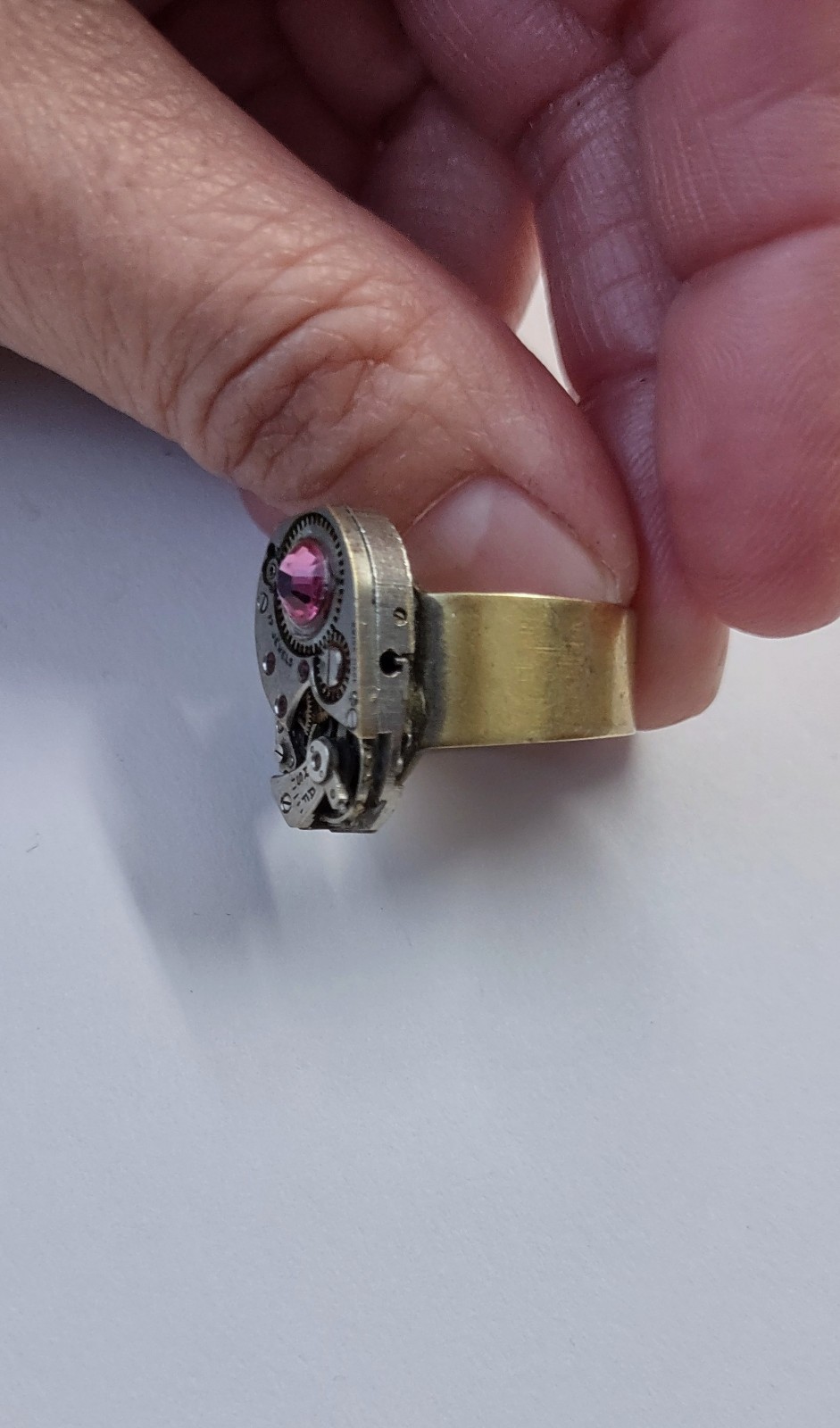 Steampunk Adjustable RING Clock Watch Gears Pink … - image 10