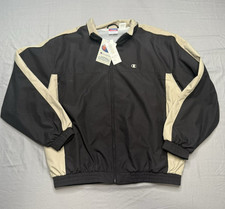 Vintage Champion 2Piece Set Zip Windbreaker Adult Size Large Black and Beige