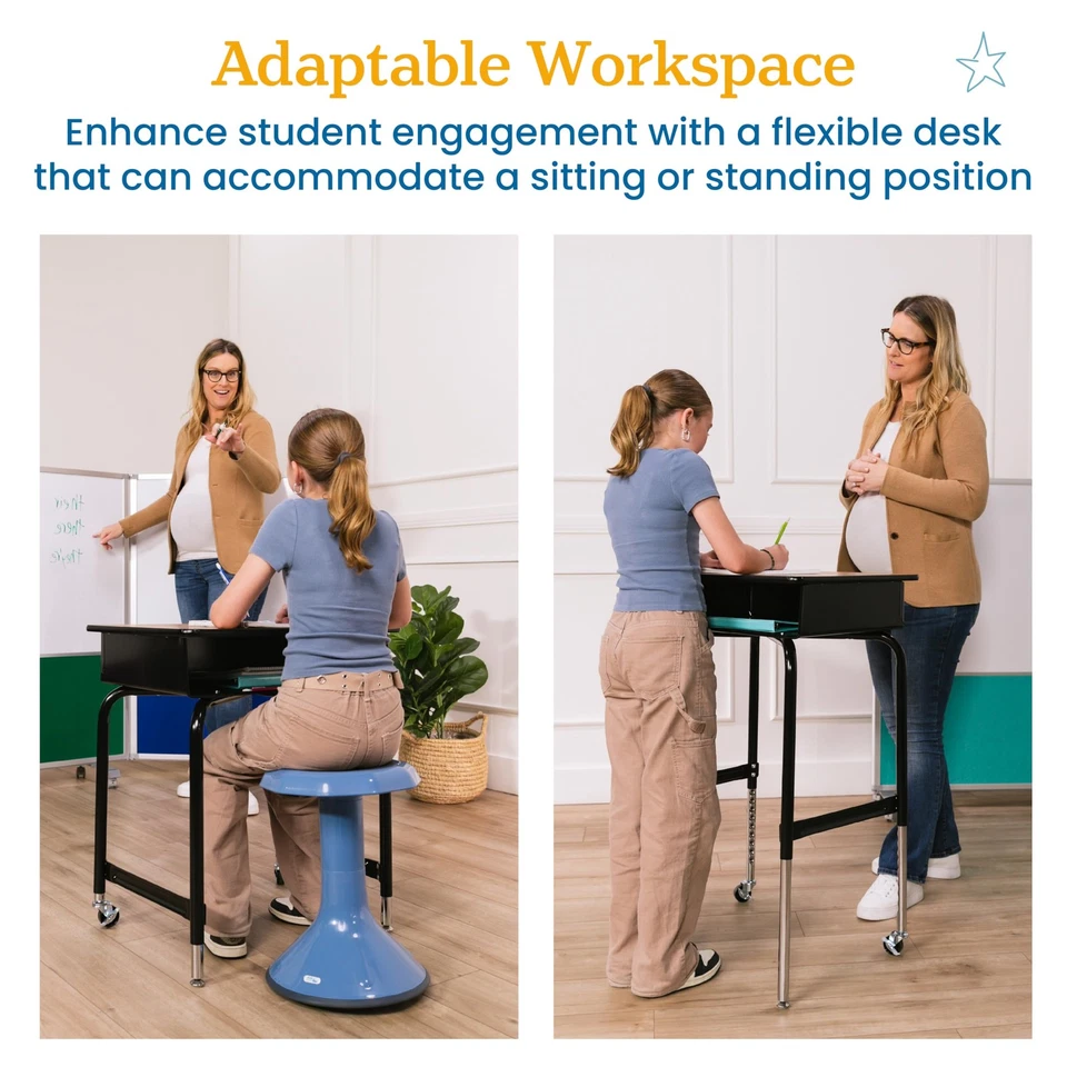 Escritorio de almacenamiento de metal frontal abierto móvil, roble Foto 3 de 4