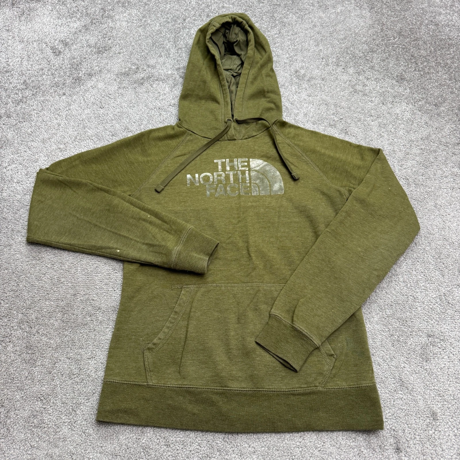 The North Face Half Dome Hoodie Sweatshirt Womens Medium green Metallic Logo