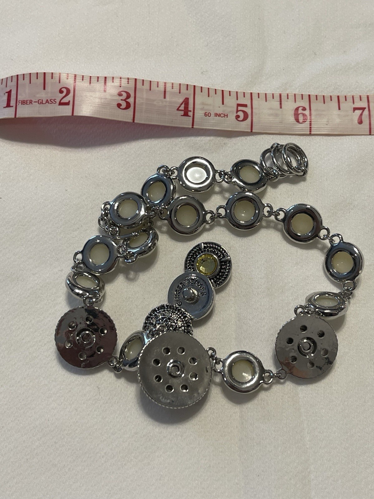 Ginger Snaps Silver Pearl Statement Necklace Snap… - image 4