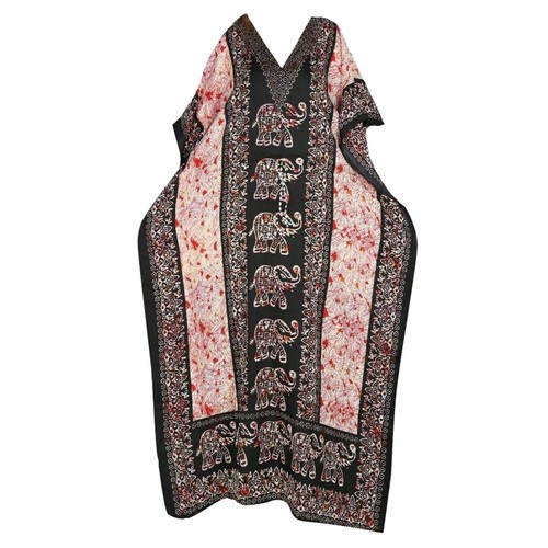 Women's Long Kaftan Elephant Boho Dress Beach Cover Up Caftan Nightwear Maxi - Picture 2 of 19