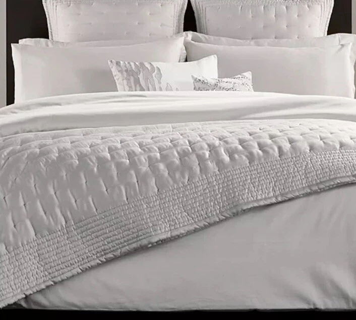 NUEVO $609 Donna Karan Home The Essential Edredón de Seda F/QUEEN Edredón Platino Foto 3 de 4