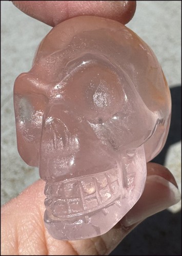 ~Gemmy~ STAR ROSE QUARTZ Crystal Skull w/ Hematite inclusions