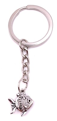 Porte-Clés Poisson D'Aquarium Mini Poisson Argent Métal Pendentif Charm ...