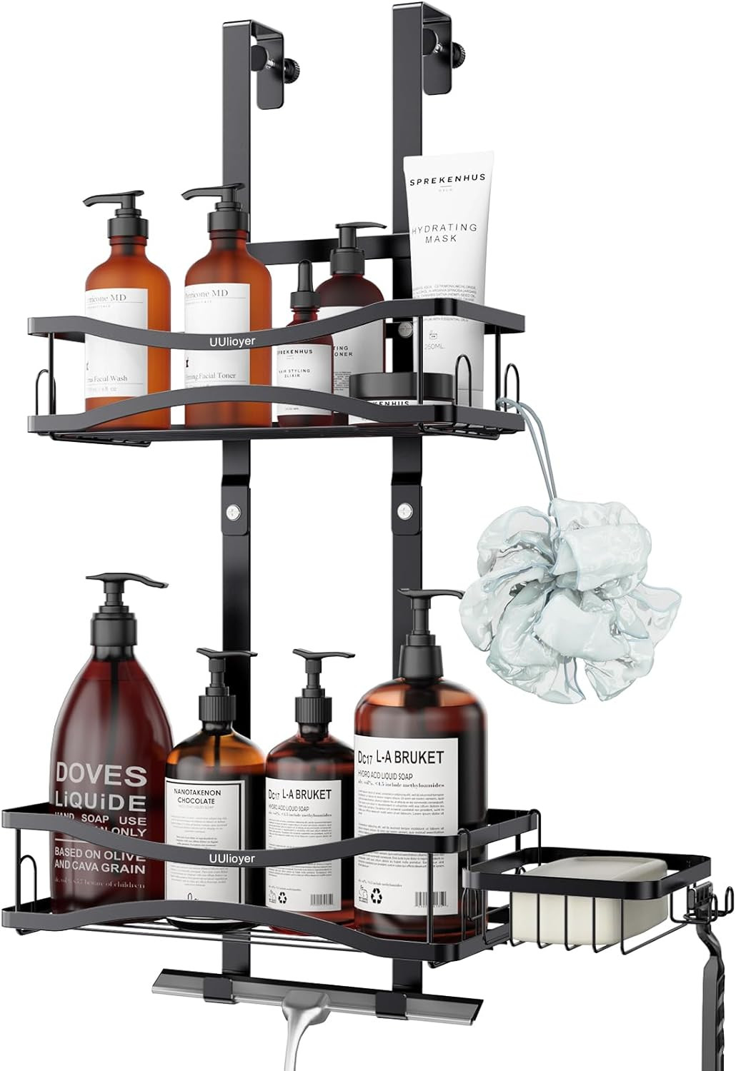 Rangement douche sans perçage en acier pour cabine familiale et salle de bain