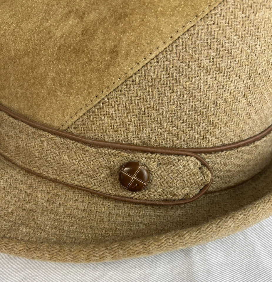 Chapéu Masculino 1960 DOBBS Trilby Lã Camurça 6 7/8 Marrom Claro Vintage - Imagem 3 de 4