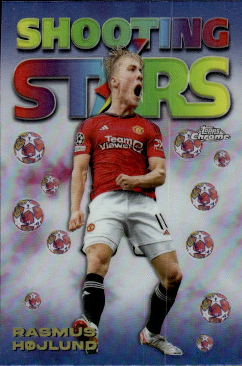2023-24 Topps Chrome UEFA Rasmus Højlund #98-10 1998 Chrome Shooting Stars