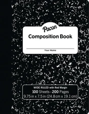 Composition Notebooks (Packs of 3, 6, 12, 24, 48) - Wide-Ruled - 100 Sheets