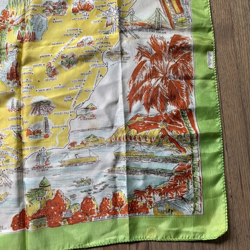 Vintage California Map Seidentuch Tourist Landmarks Souvenir 28x28 handgerollt - Bild 15 von 16