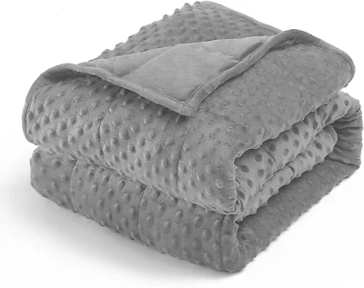 Minky Dot Weighted Blanket for Adults Queen Size 15 Lbs, Soft Cozy Heavy Blanket