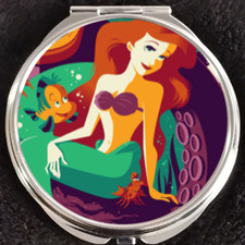 Princess Little Mermaid Ariel Ocean Red Hair Gift Disney Makeup Compact Mirror