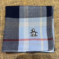 CLASSIC ART BLUE PLAID  CHECKS MAN HANDKERCHIEF VINTAGE COTTON POCKET SQUARE18"