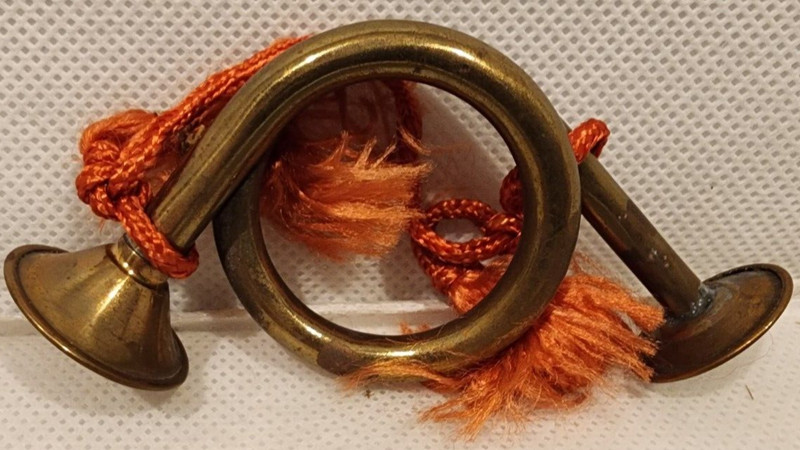 Vintage  Brass French Horn Bugle Tassel Rope Christmas Ornament