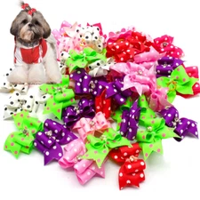 20/500pcs Hair Bows For Small Dog Cat Cute Dots Pet Puppy Bowknots with Pearl