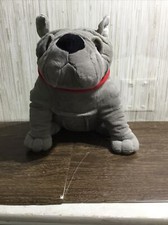 Dan Dee Bulldog Dog Plush 12" Red Collar Stuffed Animal Toy Brown Toy