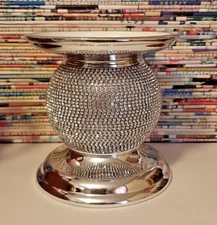 Bling Applique Pedestal 3-Wick Candle Holder BATH BODY WORKS SILVER PEDESTAL
