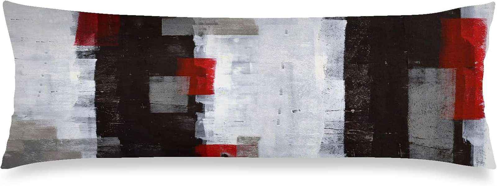 Red Black Grey Abstract Art Body Pillow Cover Long White Gray Painting Design