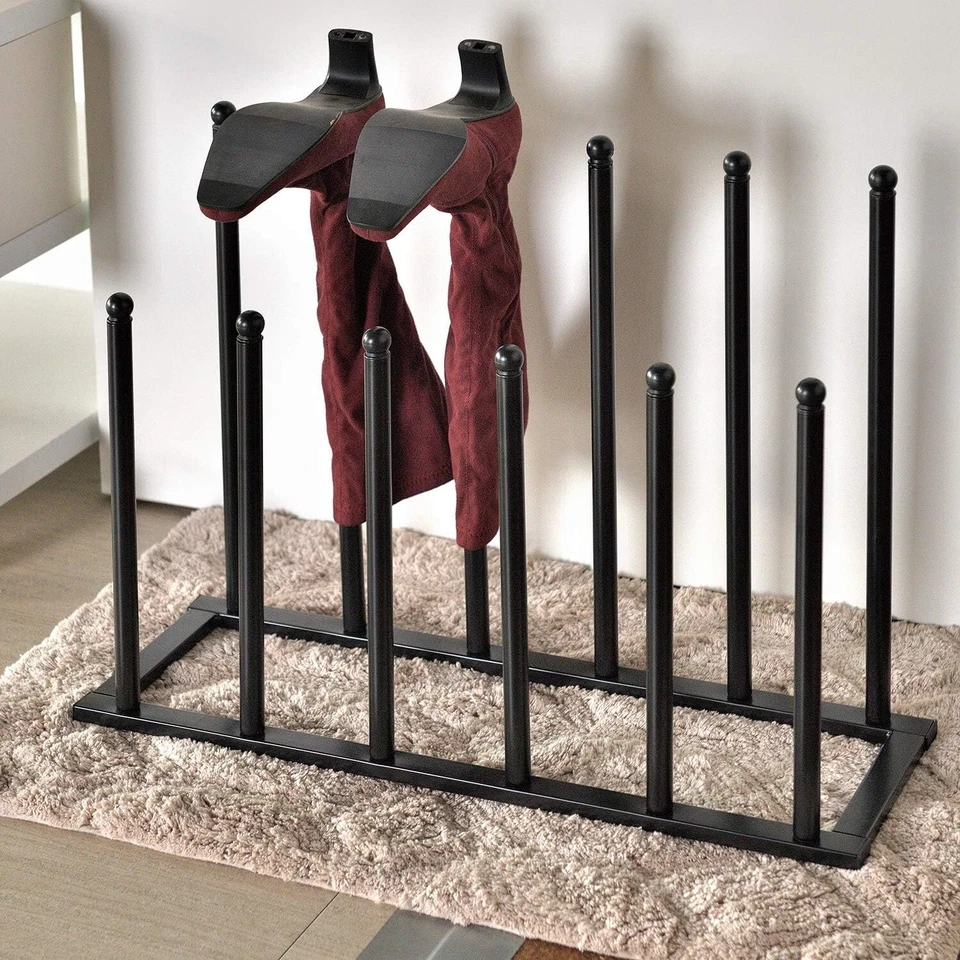 MyGift 6 Pair Modern Black Metal Boot Storage Shoe Footwear Display Rack Holder - Image 2 of 4