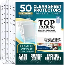 Sheet Protectors 8.5 x 11 inch Clear Page Protectors for 3 Ring Binder, Plastic