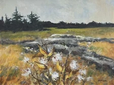 Original Impressionist Painting Landscape  Milkweed Pods  Acrylic /Canvasboard