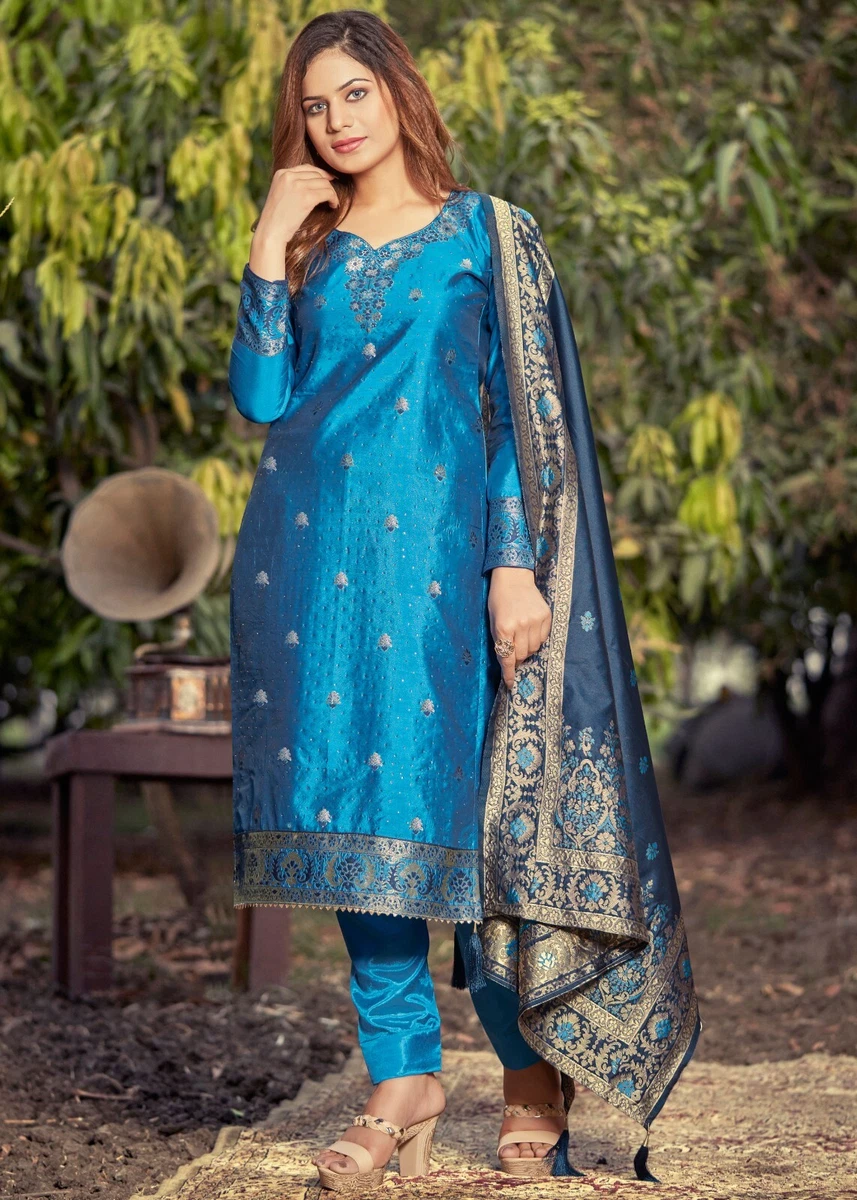 Embroidered Georgette Blue Salwar Kameez with Dupatta - SK14919