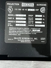 Da Lite Tensioned Executive Electrol 120 inch motorized projection screen.