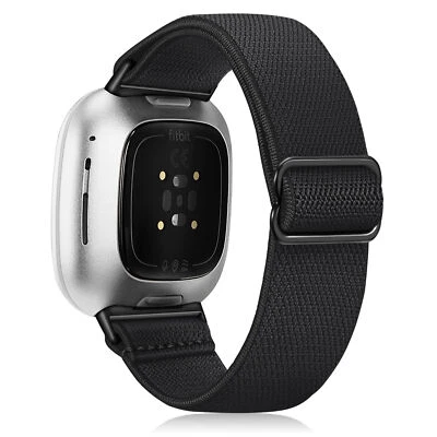 FINTIE Elastic Watch Bands for Fitbit Versa 3/Sense Soft Nylon Stretch Adjustable Strap
