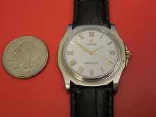 CONCORD SOLD STAINLESS STEEL 34MM SARATOGA DATE MEN'S WATCH MISSING BEZEL