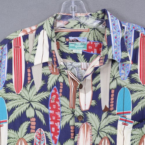 Reyn Spooner Shirt Men Large Graphic Print Hawaiian Camp Surfboard Vintage Beach - Picture 2 of 6