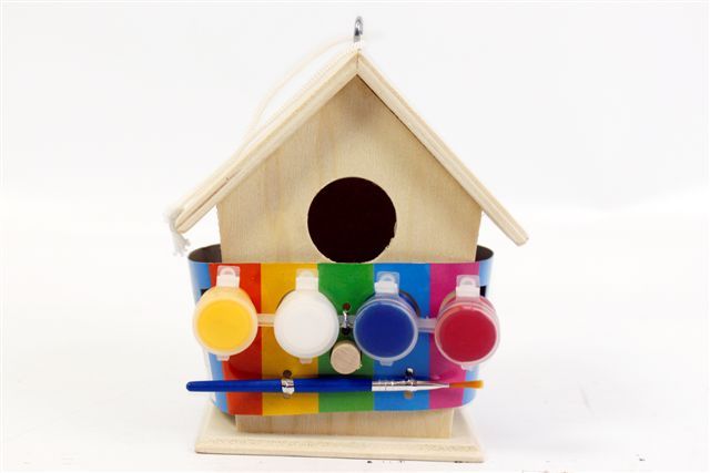 12cm Childrens Kids Art Craft Paint Your Own Birdhouse Kit Bird