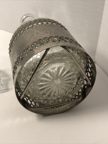 Vintage Gales of Sheffield England Silver Plate Crystal Glass Decanter Bottle - Picture 4 of 4