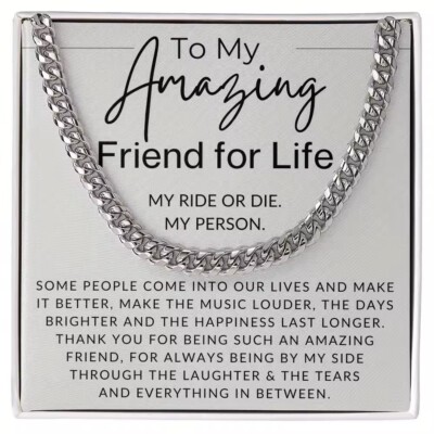 To Friend For life Cuban Link Necklace birthday Christmas Heartfelt gift for him