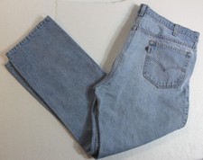 Vtg LEVIS Two Horse USA Made 40 x 30 (Tagged 42 x 32)Leather Tab LIGHT WASH 90s