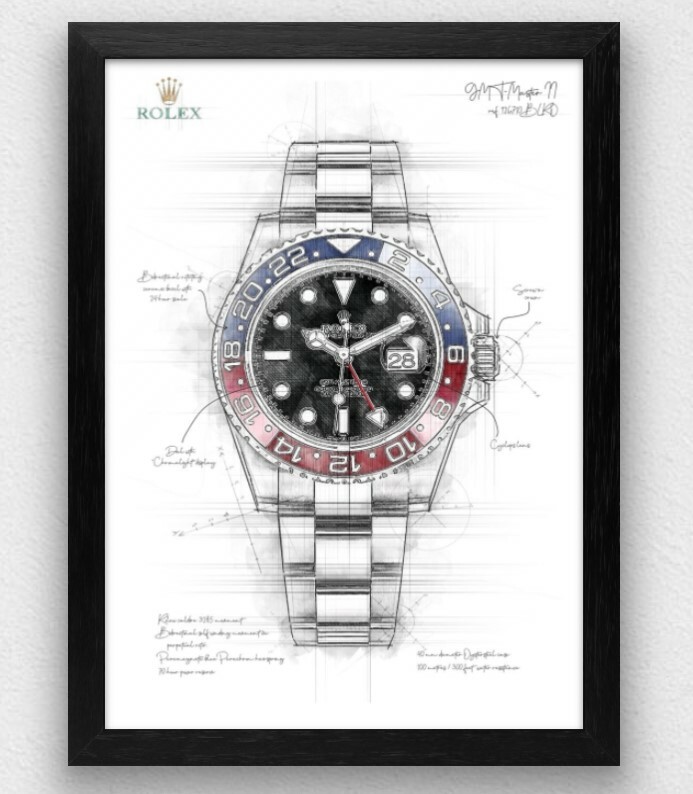 Rolex GMT Master II watch drawing illustration artwork - 4