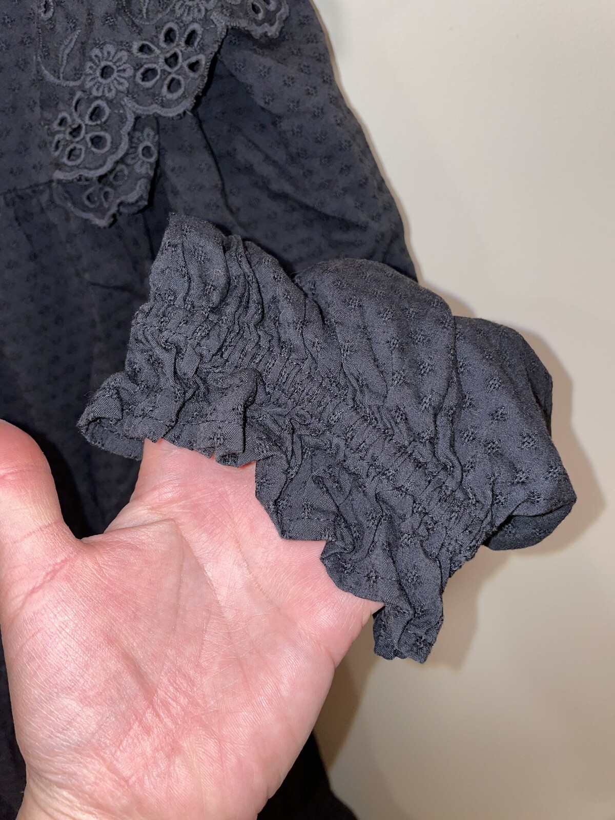 UNIVERSAL THREAD Carcoal Black Ruffled Eyelet Lon… - image 4